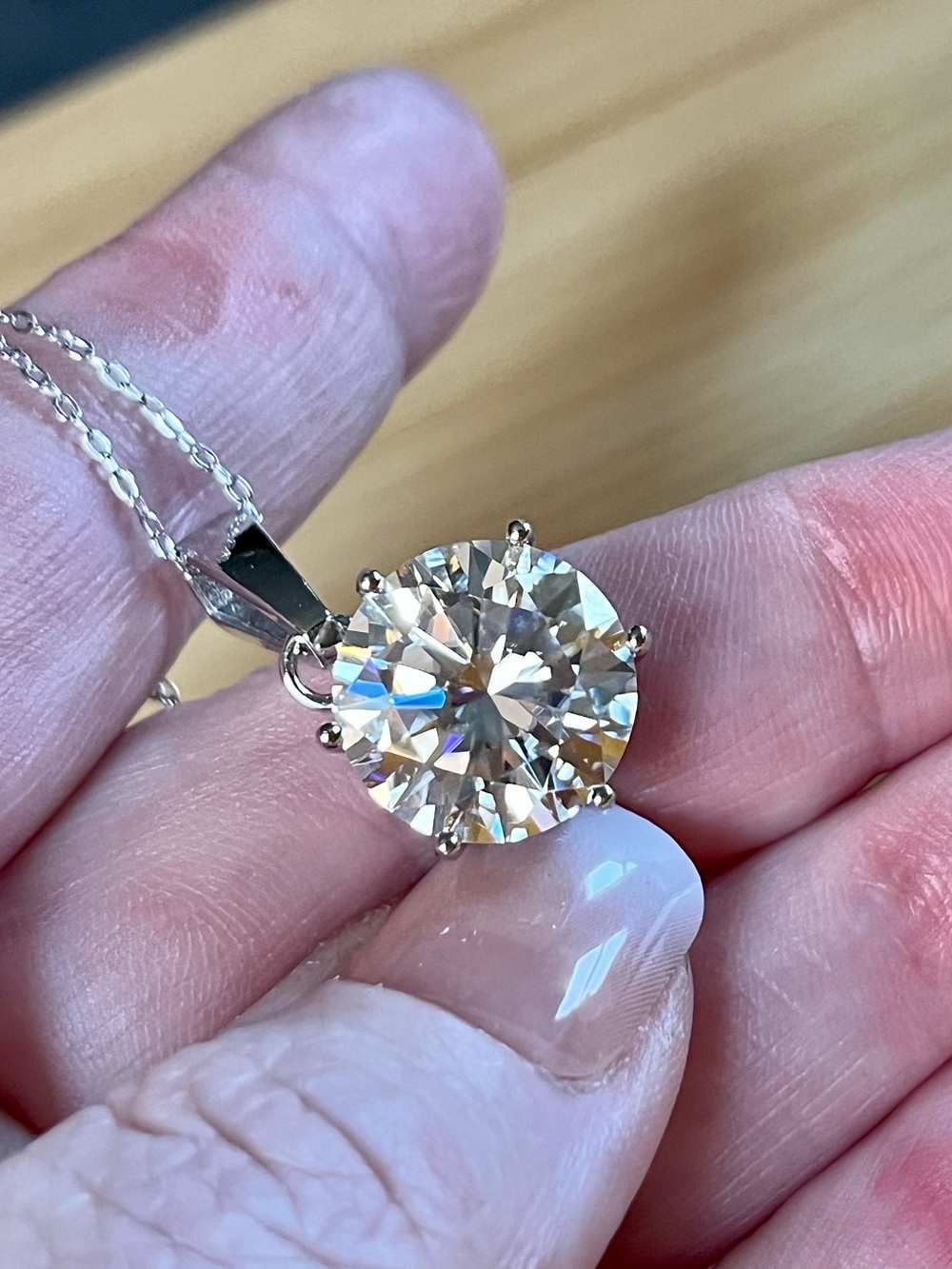10ct certified Moissanite solitaire necklace in solid sterling silver and 18k!